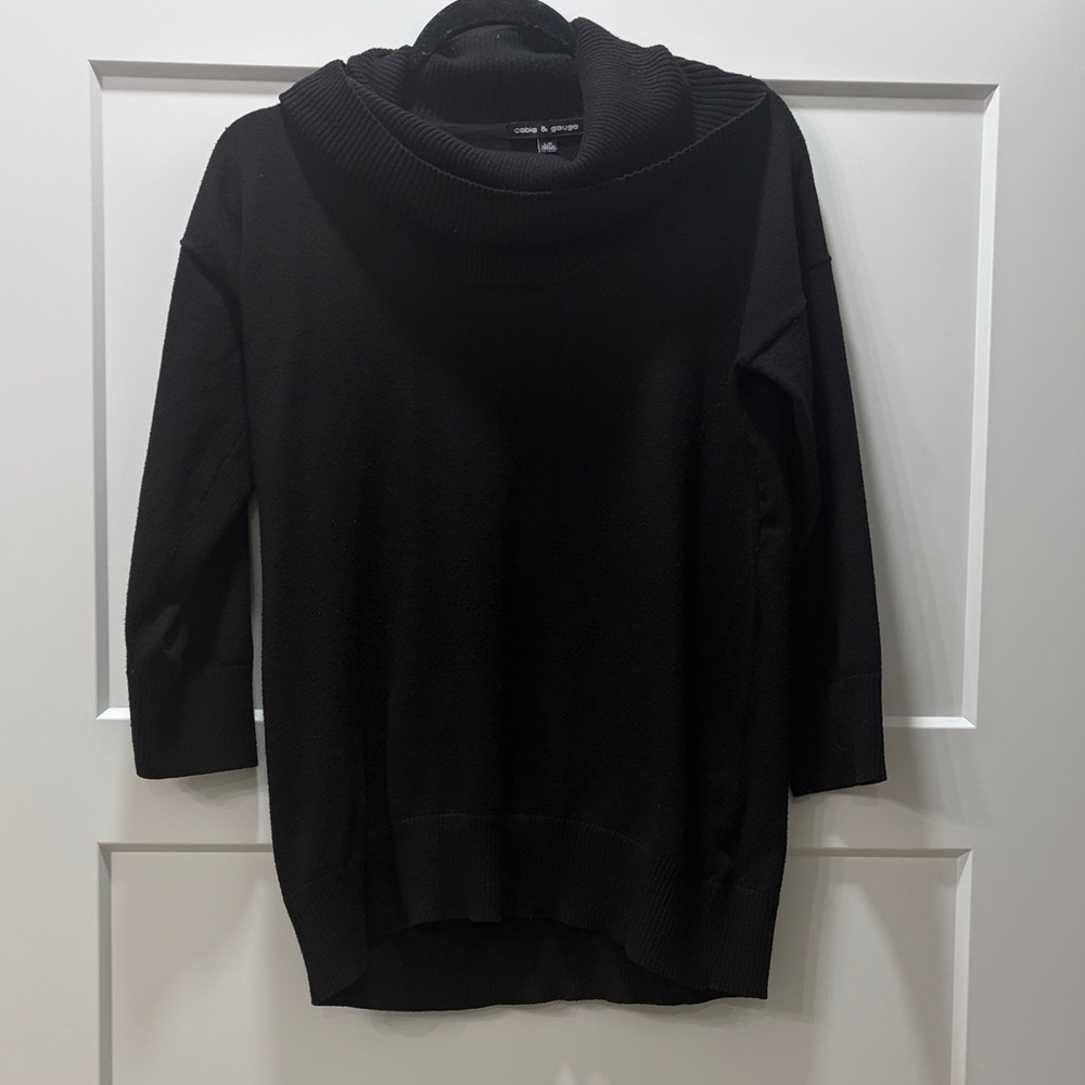 Cable & Gauge Black Oversized Baggy Comfy Cozy Cowl Neck Sweater. Size Large
